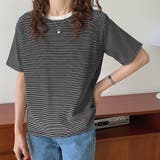ラウンドネックカラーボーダーTシャツ【韓国ファッション】 | Doula Doula | 詳細画像5