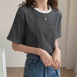 ラウンドネックカラーボーダーTシャツ【韓国ファッション】 | Doula Doula | 詳細画像6