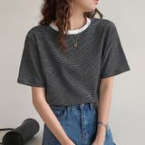ラウンドネックカラーボーダーTシャツ【韓国ファッション】 | Doula Doula | 詳細画像8