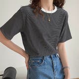 ラウンドネックカラーボーダーTシャツ【韓国ファッション】 | Doula Doula | 詳細画像9
