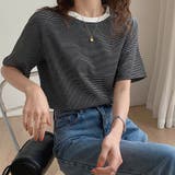 ラウンドネックカラーボーダーTシャツ【韓国ファッション】 | Doula Doula | 詳細画像11
