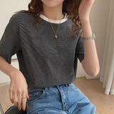 ラウンドネックカラーボーダーTシャツ【韓国ファッション】 | Doula Doula | 詳細画像12