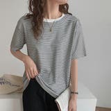 ラウンドネックカラーボーダーTシャツ【韓国ファッション】 | Doula Doula | 詳細画像14