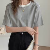 ラウンドネックカラーボーダーTシャツ【韓国ファッション】 | Doula Doula | 詳細画像15