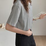 ラウンドネックカラーボーダーTシャツ【韓国ファッション】 | Doula Doula | 詳細画像17