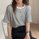 ラウンドネックカラーボーダーTシャツ【韓国ファッション】 | Doula Doula | 詳細画像18