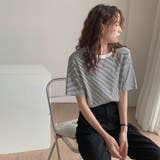 ラウンドネックカラーボーダーTシャツ【韓国ファッション】 | Doula Doula | 詳細画像19