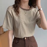 ラウンドネックカラーボーダーTシャツ【韓国ファッション】 | Doula Doula | 詳細画像26