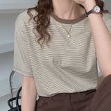 ラウンドネックカラーボーダーTシャツ【韓国ファッション】 | Doula Doula | 詳細画像30