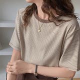 ラウンドネックカラーボーダーTシャツ【韓国ファッション】 | Doula Doula | 詳細画像31