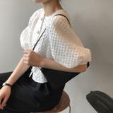 ラウンドネックパフスリーブゴールドボタン半袖ジャケット【韓国ファッション】 | Doula Doula | 詳細画像5