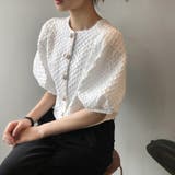 ラウンドネックパフスリーブゴールドボタン半袖ジャケット【韓国ファッション】 | Doula Doula | 詳細画像7