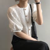 ラウンドネックパフスリーブゴールドボタン半袖ジャケット【韓国ファッション】 | Doula Doula | 詳細画像8