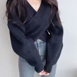 ブラック | カシュクールニットセーター【韓国ファッション】 | Girly Doll