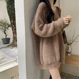 キャメル | Vネックシャギーニットワンピース | Girly Doll