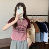 スリットネックカレッジロゴラグランTシャツ【韓国ファッション】 | Girly Doll | 詳細画像19 