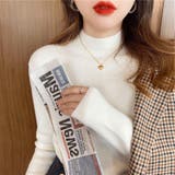 ホワイト | ボトルネックニットトップス | Girly Doll