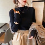 ブラック | ボトルネックニットトップス | Girly Doll