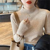 ベージュ | ボトルネックニットトップス | Girly Doll