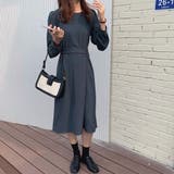 クルーネックウエストボタンミドルワンピース | Girly Doll | 詳細画像13