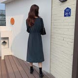 クルーネックウエストボタンミドルワンピース | Girly Doll | 詳細画像17