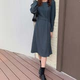 クルーネックウエストボタンミドルワンピース | Girly Doll | 詳細画像18