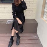 クルーネックウエストボタンミドルワンピース | Girly Doll | 詳細画像22