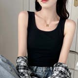 スクエアネックリブタンクトップ【韓国ファッション】【春夏新商品】 | Doula Doula | 詳細画像4 