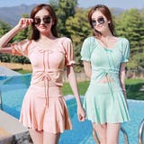 パフスリーブリボンスカート水着セット 体型カバー | Doula Doula | 詳細画像5