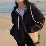 ブラック | フロントジップフーディー【韓国ファッション】 | Girly Doll