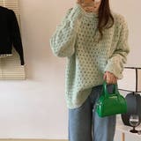 ライトグリーン | スタンドカラーデザインニットセーター【韓国ファッション】 | Girly Doll