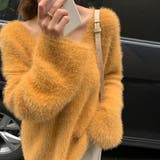 イエロー | Vネックシャギーニット【韓国ファッション】 | Girly Doll