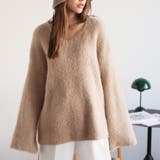 ブラウン | Vネックシャギーニット【韓国ファッション】 | Girly Doll