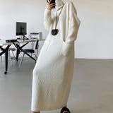 オフホワイト | タートルネックロングニットワンピース【韓国ファッション】 | Girly Doll