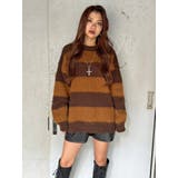 BROWN | BIGボーダーニットトップス | EGOIST