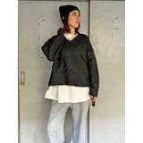 BLACK | Vネックロングシャギーニットトップス | EGOIST