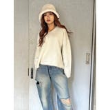 IVORY | Vネックロングシャギーニットトップス | EGOIST