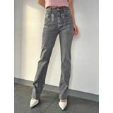 BLACK | ホイルプリントデニムストレートパンツ | EGOIST