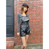 BLACK | ソフトフェイクレザーサロペット | EGOIST