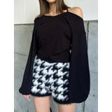 千鳥柄シャギーニットショートパンツ | EGOIST | 詳細画像1