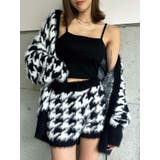 BLACK | 千鳥柄シャギーニットカーディガン | EGOIST