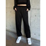 BLACK | 裾ロゴラメ裏毛パンツ | EGOIST