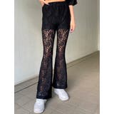 BLACK | ストレッチレーススリムフレアパンツ | EGOIST