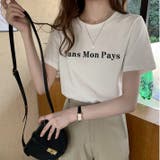 カジュアル丸首Tシャツ シンプル ロゴ | elamour | 詳細画像3