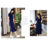 ロング丈 シンプルワンピース レディース 無地ロングTシャツ 半袖 ゆったり | elamour | 詳細画像2 