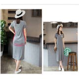 ロング丈 シンプルワンピース レディース 無地ロングTシャツ 半袖 ゆったり | elamour | 詳細画像6 