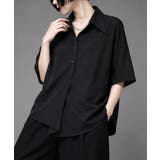 ブラック | アシンメトリー半袖クラシックシャツ | ENAF