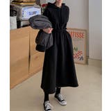 ブラック | タックフレアスウェットワンピース | ENAF