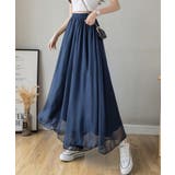 ネイビー | シフォンワイドパンツ | ENAF