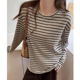 グレー | ニュアンス配色ボーダーロンT | ENAF